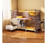 Outdoor Cat Enclosures for Indoor Cats, Cat Cage with Litter Box, Diy Cat Cage, Cat Cages with Casters To Increase The Height By 4cm for Pet Puppies Ferret Hedgehog,L109xW39xH78cm