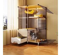 Outdoor Cat Enclosures for Indoor Cats, Cat Cage with Litter Box, Diy Cat Cage, Cat Cages with Casters To Increase The Height By 4cm for Pet Puppies Ferret Hedgehog,L75xW39xH112cm
