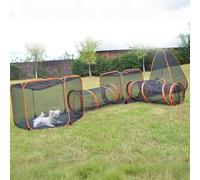 Outdoor Cat Enclosures, Portable Pop Up Mesh Playpen with Tunnels for Cats, Rabbits, and Small Animals - Hexagon Tent for Interactive Pet Play
