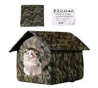 Outdoor Cat Home - Oxford Cat Kennel, Foldable Warm Shelter, Cosy Tent Nest | Portable Winter Sleeping Station for Stray Kittens, Sanctuary, Yard, Balcony, Weatherproof W