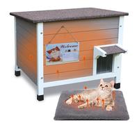 Outdoor Cat House, 100% Insulated Outdoor Cat Houses with Mat for Winter for Feral Cats, Weatherproof All-Round Foam Design (Modern, Grey-with Mat)