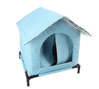 Outdoor Cat House, All Seasons Universal Insulated Feral Cat House, Weatherproof Cat House Shelter Cats Enclosed Tent Insulated Shelter for Stray Barn Winter Outside (Blue)