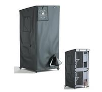 Outdoor Cat House Cover, Dust Protection Covers for Catteries and Enclosures, 600D Heavy Duty Rain Sheet with Visible Window, 100% Waterproof, 32x32x71 inch,Cover only,Gray