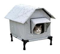 Outdoor Cat House Elevated Insulated Double-Door Waterproof