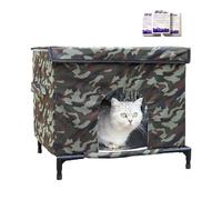 Outdoor Cat House, Insulated and Waterproof - Cat Shelter with Raised Base and Transparent Window - for Dogs Kittens Chickens Pets Outdoor Patio and Balcony