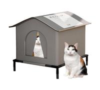 Outdoor Cat House, Insulated Winter Shelter with Door Flap & Raised Feet, Water-Resistant Oxford Fabric for Dry Warmth(S)