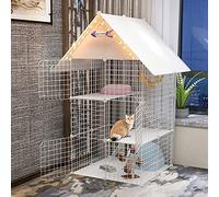 Outdoor Cat House,large Cat Carrier - 3-Tier Cat Cage Playpen Box Crate Kennel Cat Cages Indoor Large with Litter Box Foldable Cat Cages