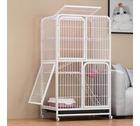 Outdoor Cat House on Wheels, 4-Tier Walk-In Cage for Cats, Ferrets, Chinchillas & Rabbits, Removable Tray, Large Size