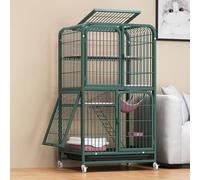 Outdoor Cat House on Wheels, 4-Tier Walk-In Cage for Cats, Ferrets, Chinchillas & Rabbits, Removable Tray, Large Size