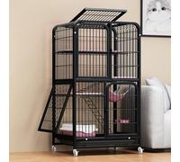 Outdoor Cat House on Wheels, 4-Tier Walk-In Cage for Cats, Ferrets, Chinchillas & Rabbits, Removable Tray, Large Size