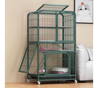 Outdoor Cat House on Wheels, 4-Tier Walk-In Cage for Cats, Ferrets, Chinchillas & Rabbits, Removable Tray, Large Size