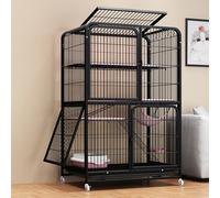 Outdoor Cat House on Wheels - Spacious 4-Tier Walk-In Cat Cage for Cats, Ferrets, Chinchillas & Rabbits, Features Removable Tray, Large Size for Ultimate Comfort