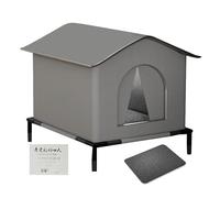 Outdoor Cat House - Thermally Insulated Outdoor Accommodation with Mat & Raised Base Weatherproof Kitten Nest Cave for Backyard, Patio, Lawn, 15.75 x 12.99 x 12.99 inches