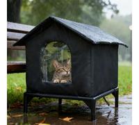 Outdoor Cat House Waterproof, 40x38x35cm, With Raised Floor, Weatherproof Cat Shelter, Cats Cave Bed For Indoor, For Stray Cats, Garden Patio Backyard