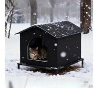 Outdoor Cat House Waterproof and Windproof Insulated Shelter for Winter Safe Refuge, for Garages, Gardens, Verandas and Communal Areas (33 * 33cm)