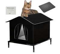Outdoor Cat House Waterproof - Feral Cat Shelter Enclosed Pet Tent Insulated Ca-t House Outdoor Warm Elevated Pet Ho-use For Winter Barn Backyard Garden
