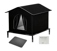 Outdoor Cat House Waterproof - Feral Cat Shelter Enclosed Pet Tent Warm Elevated Pet House For Winter Barn Backyard Garden