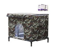 Outdoor Cat House, Waterproof Insulated Pet Shelter with Windproof Cover and Clear Window, Raised Base Nest for Cats, Dogs, Kittens, Chickens, Animals, Patio, Yard, Garden Use