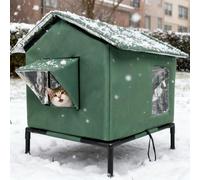 Outdoor Cat House, Waterproof Large Warm Feral Cat Shelter with Elevated Base, Specially Designed for Stray Cats and Wildcats, for Winter All-Weather Protection From Rain & Snow (M)