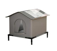 Outdoor Cat House, Waterproof Portable Insulated Outdoor Cat Shelter Elevated Pet House Stray Cat Shelter for Winter Barn Patio Community Backyard (Gray)