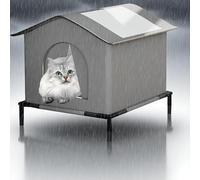 Outdoor Cat House Waterproof Raised Shelter, Insulated & Portable | Raised 7cm on a sturdy support frame to keep the sleeping area away from cold, damp ground and puddles after rain.