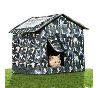 Outdoor Cat House - Waterproof Shelter, Insulated Rest Cabin | Folding Closed Design Loft Enclosure Weatherproof Wild Company Enclosure for Porch Courtyard,
