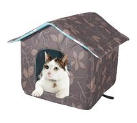 Outdoor Cat House, Waterproof Warm Cat Cave House for All Seasons, Large Pet Bed House with Removable Cushion, Insulated Pet Shelter for Stray Cats, Puppies, 43 x 40 x 42cm