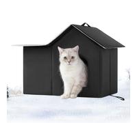 Outdoor Cat House - Weather Shielded Feline Refuge, Animal Sleeping Den, Heat Retaining Enclosure Design, Calm Privacy Resting Area | for Cold Climate Outdoor Space Front Step Patio Ground Zone Y