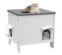 Outdoor Cat House Weatherpoof Large Plastic Cats Houses with Escape Door Indoor Waterproof Feral/Pet Cat Shelter Outside for Multiple Cats