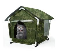 Outdoor Cat House Weatherproof Cat Shelters for Feral Cats Indoor Cat House with Mat and Edging Nails for Outside Provides Cozy Shelter for Stray and Outdoor Cats (Camouflage)