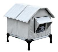 Outdoor Cat House Weatherproof Insulated Double-Door with Eave