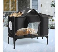 Outdoor Cat House, Weatherproof Insulated Feral Cat Houses for Outdoor Cats, Safe Escape Door, Cat House for Outside, Out Door Stray Cat Shelter with Elevated Base, Cat Houses & Condos(Large)