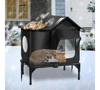 Outdoor Cat House, Weatherproof Insulated Feral Cat Houses for Outdoor Cats, Safe Escape Door, Cat House for Outside, Out Door Stray Cat Shelter with Elevated Base, Cat Houses & Condos(Small)