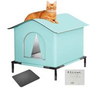 Outdoor Cat House, Weatherproof Outside Shelter, 15.75x12.99x12.99 inches Insulated Warm Pet Nest for Kittens and Cats, All-Season Cat Cave Patio, Backyard, Garden, Lawn, or Yard