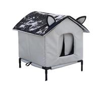 Outdoor Cat House Weatherproof | Warm Insulated Elevated Dog Shelter