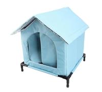 Outdoor Cat House, Winter Warm Insulated Shelter, Large Spacious Enclosed for Stray Cats All Seasons, Durable Fabric (Azul)