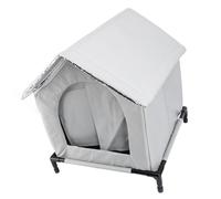 Outdoor Cat House Winter Warm Water Resistant Rainproof Large Space All Seasons Universal Enclosed Tent Insulated Shelter for Stray Cat Gra