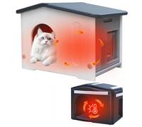 Outdoor Cat House with Insulated Liner, Weatherpoof Plastic Insulated Cats Houses with Escape Door Indoor Waterproof Feral/Pet Cat Shelter Outside for Puppy, Rabbit for Winter