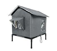 Outdoor Cat Shelter Elevated House Cabin Hut With Waterproof Oxford Shell PVC Layer Aluminum Foil Lining Padded Walls, Dark Gray, style to 1