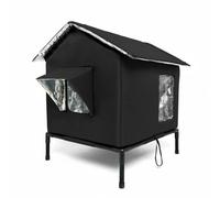 Outdoor Cat Shelter Portable Cat House Foldable Pet Kennel Insulated Outdoor Shelter With Elevated Base For Feral And, Black, style to 3