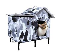 Outdoor Cat Shelter,Windproof Enclosed Cave | Outside Over-Ground Pet Cat Shelter - for Patio Balcony Backyard Garden Park Residential Area Garage Barn