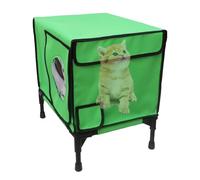 Outdoor Cat Shelter, Winter Feral Cat House, Elevated Insulated Pet Shelter, Weatherproof Metal Structure, Garden Balcony Porch Use, Perfect for Cats, Strays, Green
