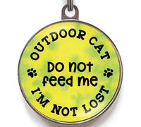 Outdoor Cat Tag - Add Text to Back - 36 Colour Options - “Do Not Feed Me - I’m Not Lost” - 2 Sizes - Personalised Pet ID Tag for Outdoor Cats