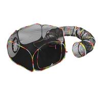 Outdoor Cat Tent Tunnel Portable Polyester Taffeta Black | Foldable Tunnel Shape, for Cat and Pet Travel Use, Creative Playpen Fence Style