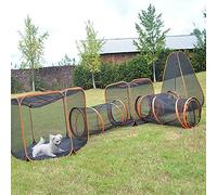 Outdoor Cat Tent with Tunnel, Portable Pop-Up Enclosure for Cats, Puppies, Rabbits, Foldable Playpen for Indoor/Outdoor Use, Visual Mesh House for a Comfy Day Out