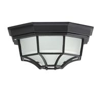 Outdoor Ceiling Lamp Metal Glass Shade Decorative IP43 Weatherproof Black Matt
