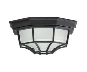 Outdoor Ceiling Lamp Metal Glass Shade Decorative IP43 Weatherproof Black Matt