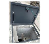 Outdoor Cellar Door Cover, Hydraulic Support, Access Hatch with Handle, Square Black Design, Lift-Up Roof Access, Custom Basement Exit, Durable Weatherproof Solution