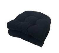 Outdoor Chair Cushions Set Of 2 U-Shaped Garden Chair Seat Cushion 19'' X 19''Patio Wicker Overstuffed Seat Pad Loveseat Mats For Indoor Outdoor Furniture,Black