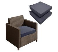 Outdoor Chair Cushions Thick 10cm Waterproof & Washable Softly Padded for Rattan Furniture Patio & Dining Chairs Dark Gray Garden Seat Cushions with Ties
